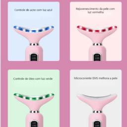 Massageador Aparelho De Beleza Para Pescoço Facial Com Vibração de Ondas Luminosas Anti-Rugas - Image 4