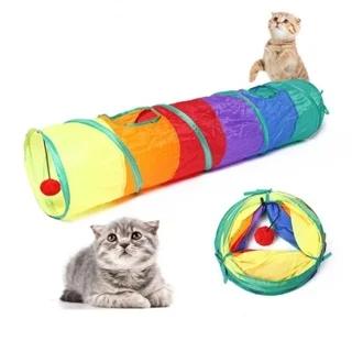 Túnel Labirinto Colorido para Gatos - Brinquedo Divertido para Pets
