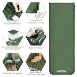 Naturehike auto-inflando colchão d03 colchão inflável 5cm colchão de ar turista espuma dormir esteira de acampamento tenda colchão - Image 6