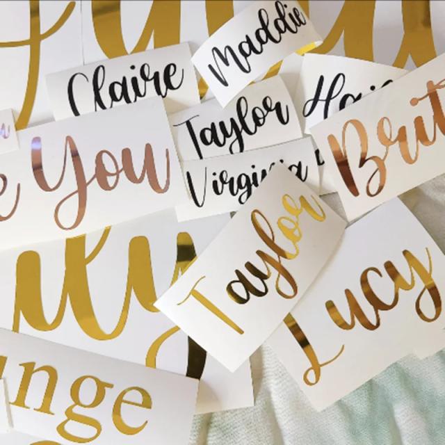 Adesivos Personalizados de Vinil para Nomes e Decoração - Etiquetas para Garrafas de Champagne, Adesivos para Carro e Mais, Ideal para Casamentos e Festas - Pacote com 5 Peças