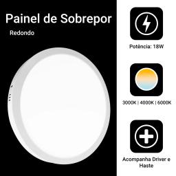 Kit 6 Painel Plafon 25w Led Redondo Sobrepor Luz Branco Frio - Image 4