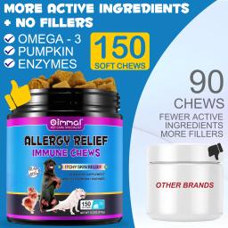 Dog Allergy Relief Mastiga Anti-Coceira Pele e Revestimento Suplemento, Ômega 3 Óleo de Peixe Comichão Tratamento, Comprimidos Comichão, Lamber Pata - Image 2