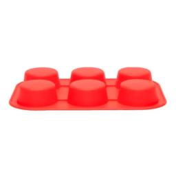 Forma De Silicone Para Cupcakes, Petit Gateau e Bolinhos 6 Cavidades Desenforma Fácil Molde silicone em forma redonda vermelho - Image 5