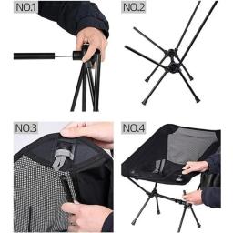Cadeira Para Camping Compacta Com Saco Para Armazenar Dobrável Portátil Apropriado Para Acampamento Nas Cores Preto ou Azul - Image 2
