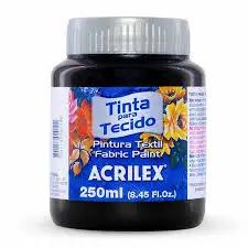 Tinta Acrilex Fosca para Tecido 250ml na Cor Preto 520