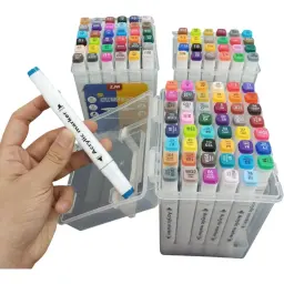 24/36/48/60/80 cores Dupla Ponta Acrílico Touch Branco estampa ZJE - Image 1