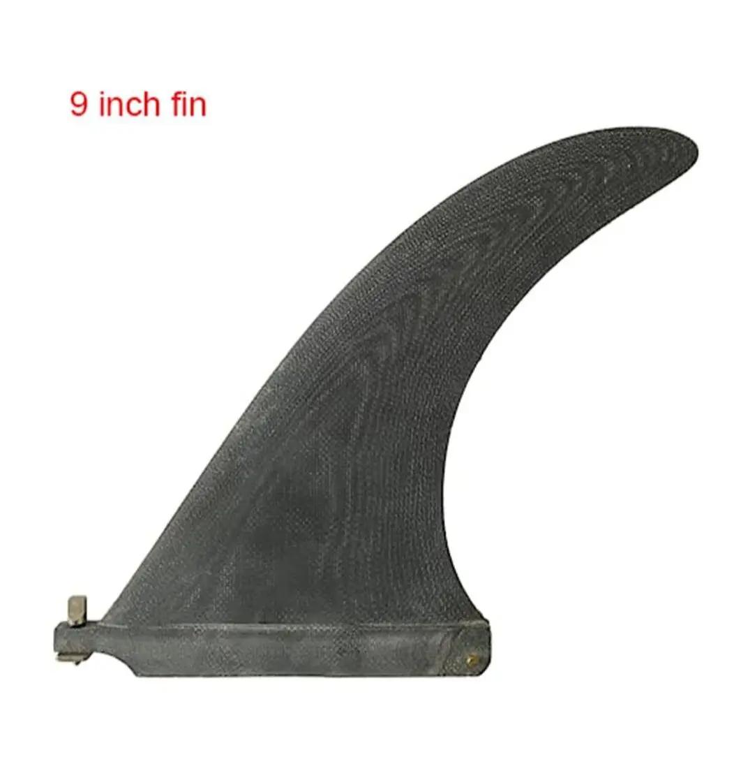Barbatanas de prancha longa de surf de 9/10 polegadas, fibra de vidro, cor preta, barbatanas de prancha de surf, barbatanas únicas - Image 1
