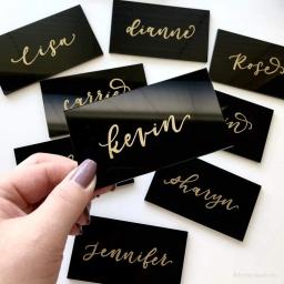Cartão do lugar acrílico preto, Sinal de nome, Table Number Card, Placa de nome em branco, Gráfico Assentos, Tag, Wedding Table Setting, Banquete - Image 1
