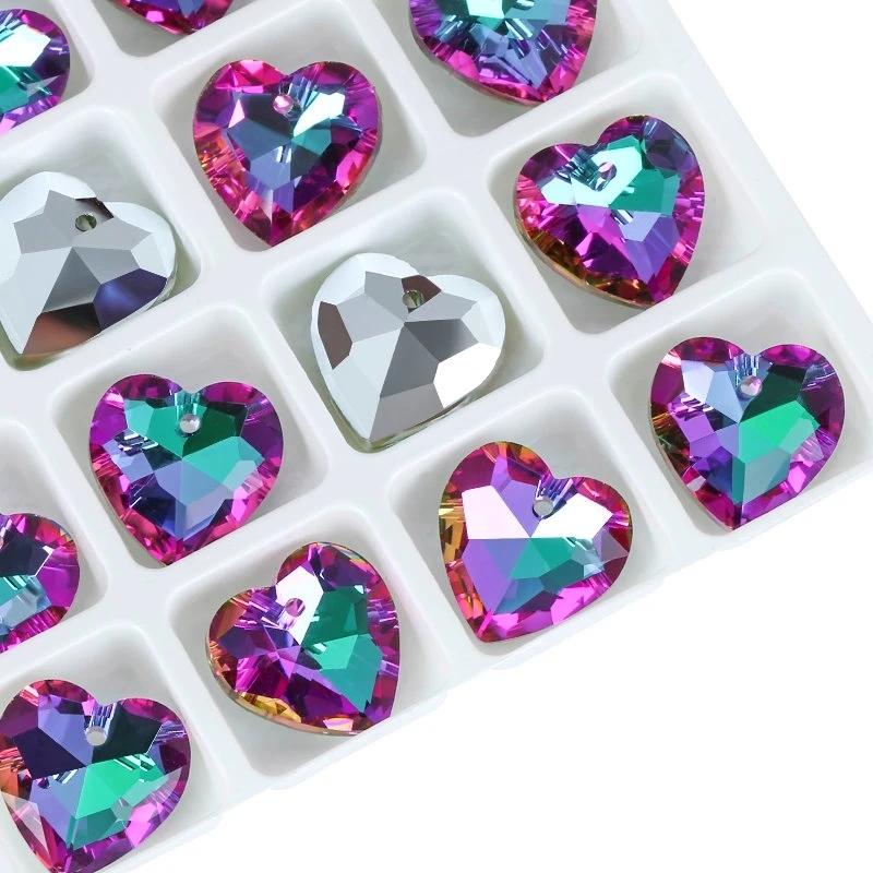Áustria Pingentes De Corte De Coração De Cristal, Encantos Soltos De Strass, Jóias De Vidro, Pedras Gemas para Colar DIY, 12Pcs, 6432 - Image 1