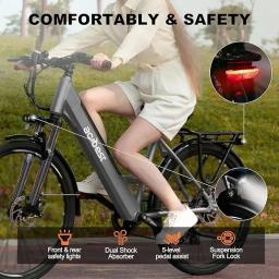 Bicicleta elétrica com motor sem escova, Cityrun Ebike, E-Bikes, 7 velocidades, 26 in, Step Thru, até 50 milhas, Peak 750W - Image 4