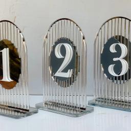 Números de mesa em arco de casamento prateado, decoração moderna para eventos de festa, números de mesa acrílicos, espelho dourado 3d, sinais de mesa - Image 1