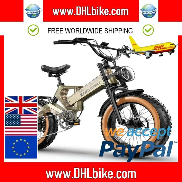 Bicicleta elétrica dobrável com pneu gordo para adultos, montanha e cidade, E-Bike, bicicleta elétrica, 20 em, 48V, 1000W, 25Ah, novo