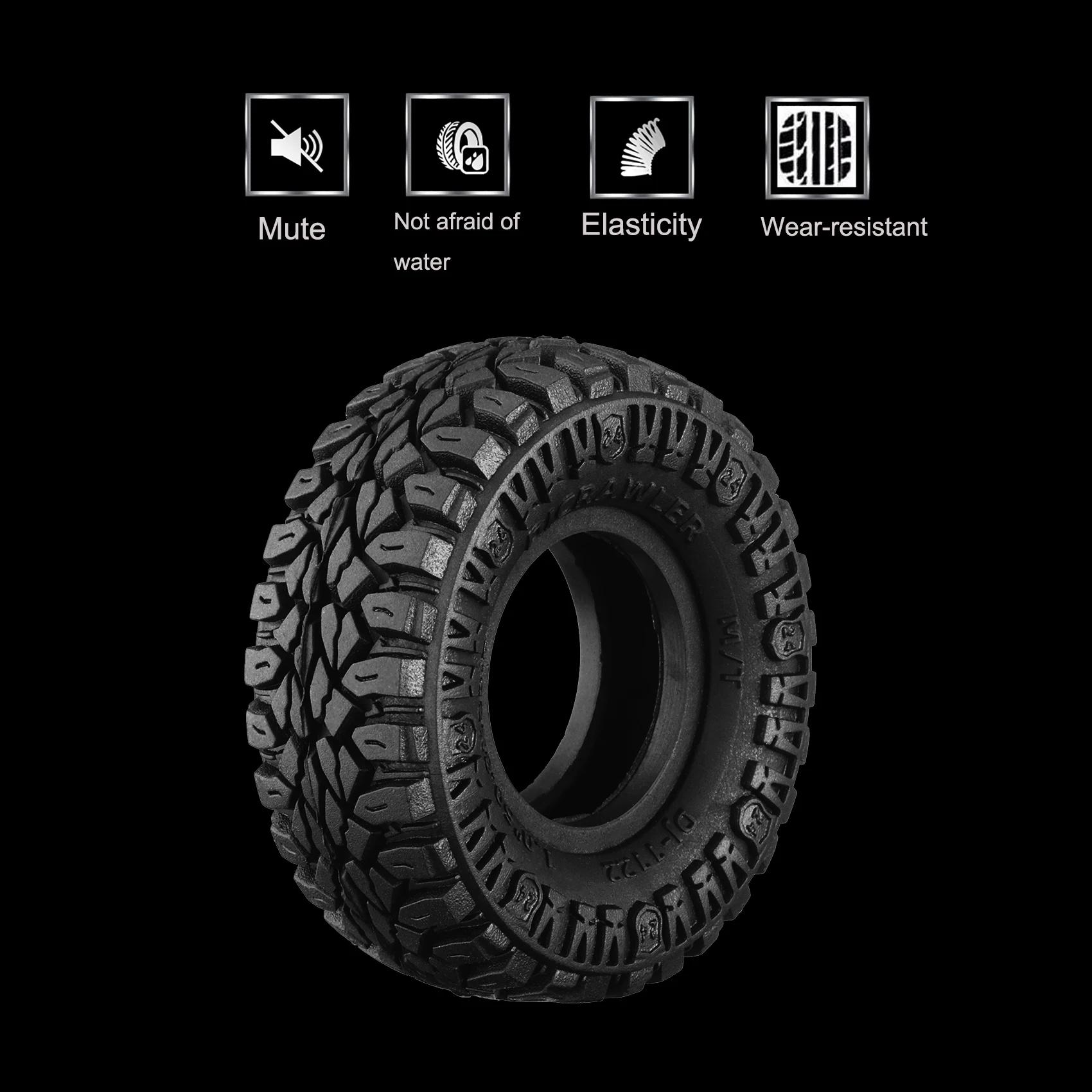 Dj 4 pces micro esteira rolante 1.0 Polegada pneus pneus de terreno de lama macia atualizar para o gladiador axial scx24 bronco deadbolt fcx24 enduro24 - Image 1