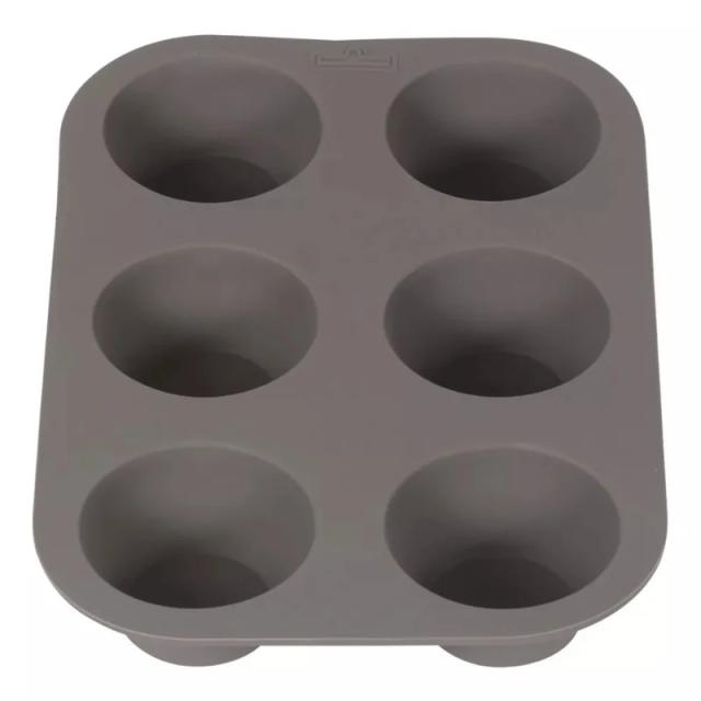 Forma Flexível de Silicone para Cupcakes com 6 Cavidades - Disponível em Cinza e Preto