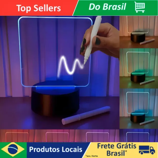 Eletrotechnoloja Luminária 3D E Caneta Giz Líquido