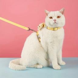 Conjunto de coleira e arnês de gato ajustável, abelha dos desenhos animados dupla camada, arnês para cães pequenos e médios, caminhada ao ar livre - Image 3