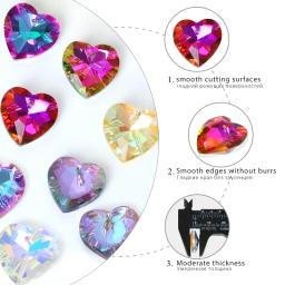 Áustria Pingentes De Corte De Coração De Cristal, Encantos Soltos De Strass, Jóias De Vidro, Pedras Gemas para Colar DIY, 12Pcs, 6432 - Image 3