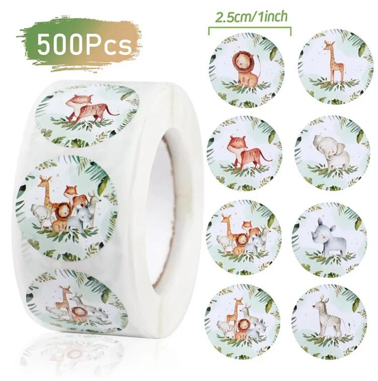 Animais Adesivos para Decoração de Festa de Aniversário, Selva Safari Tema, Rolo Animal Adesivos para Crianças, Baby Shower Supplies - Image 1