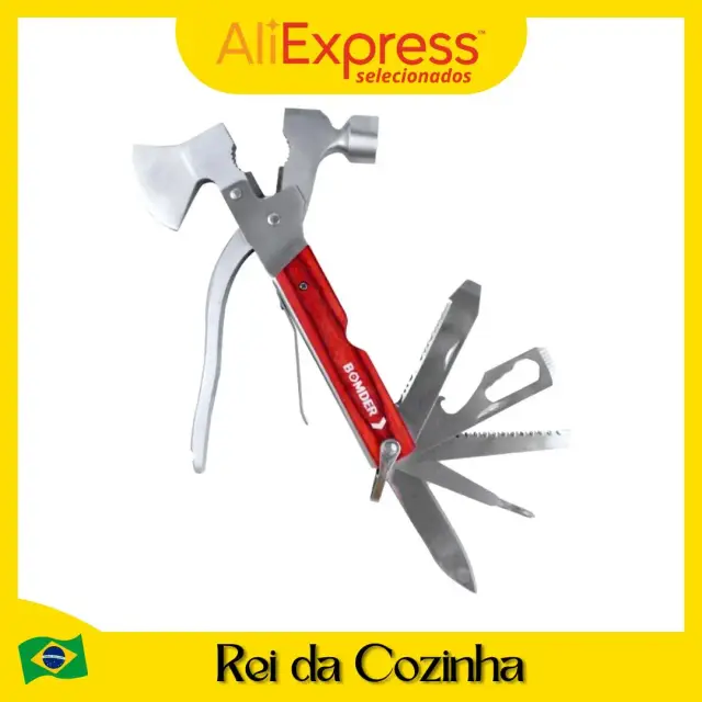 Martelo Multifuncional de Inox com Gancho: Ferramenta Essencial para Emergências e Camping ao Ar Livre