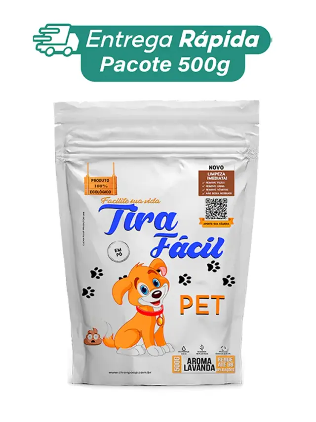 Pó Higiênico Para Cães e Gatos Tira Fácil PET - Absorve Cocô, Xixi e Vômito Rápido e Eficiente - Perfume Agradável e Original