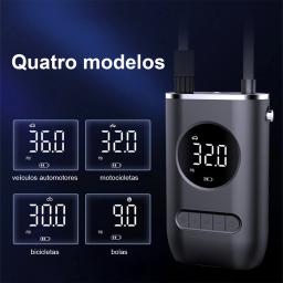 Bomba De Ar Portátil Mini Carro, Bomba De Pneu Elétrico Auto Propelido Display Digital Sem Fio Portátil, 1 Conjunto - Image 4