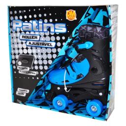 Patins Tradicional Quad 4 Rodas Azul com preto  Ajustável 33 ao 40 Dm Radical Brinquedos esportes de passeio ao ar livre - Image 3