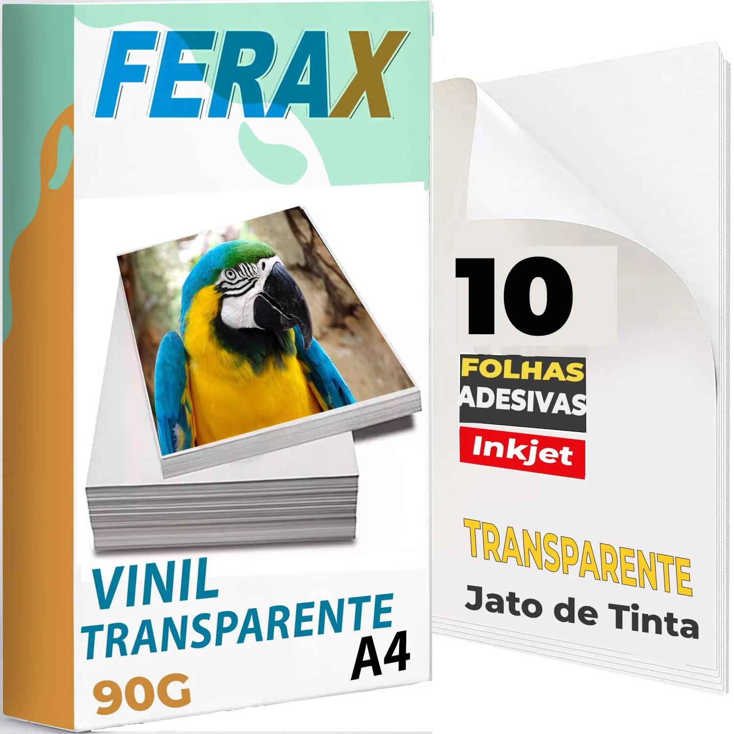 Vinil Adesivo 100% Transparente Ferax - Folhas papel vinil A4 Impressora Jato de Tinta - Pode Resinar - Image 1