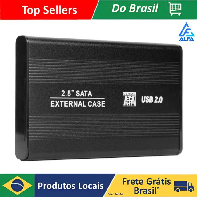 Case Externo ALFA para Videogame e Notebook - HD SATA 2.5, USB 2.0, Compatível com PS4, Xbox One e PC, Velocidade de 6Gbps