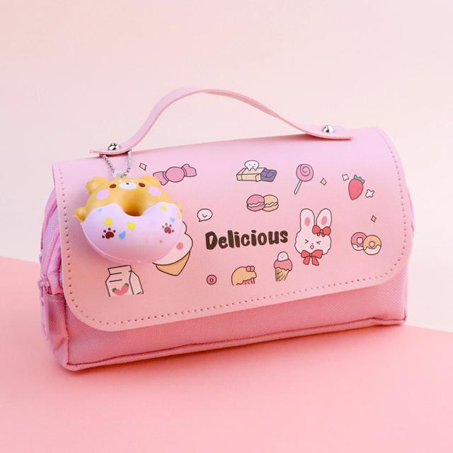 Estojo Kawaii para Lápis e Canetas com Grande Capacidade, Bolsa de Papelaria Criativa e Descompressão para Meninas