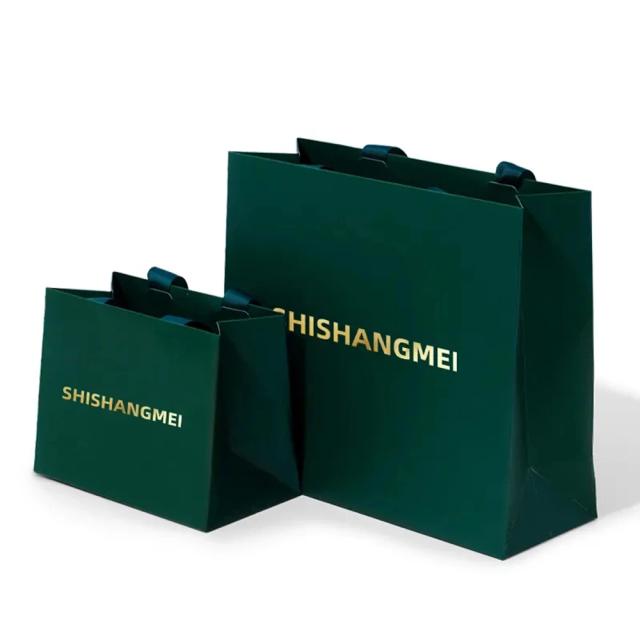 Saco de Compras Reutilizável Verde Sólido com Logotipo Personalizado para Roupas e Presentes em Atacado