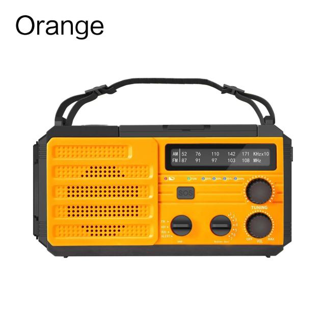 Rádio meteorológico de emergência multifuncional rádio fm am wb manivela solar carregamento usb 2000mah power bank lanterna led tocha