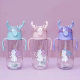 Garrafa Squeeze Infantil Kids 500ML Alce com Chifres Alça Crianças Multicolorido Ideal para Qualquer Lugar Kids Animado Desenho - Image 2