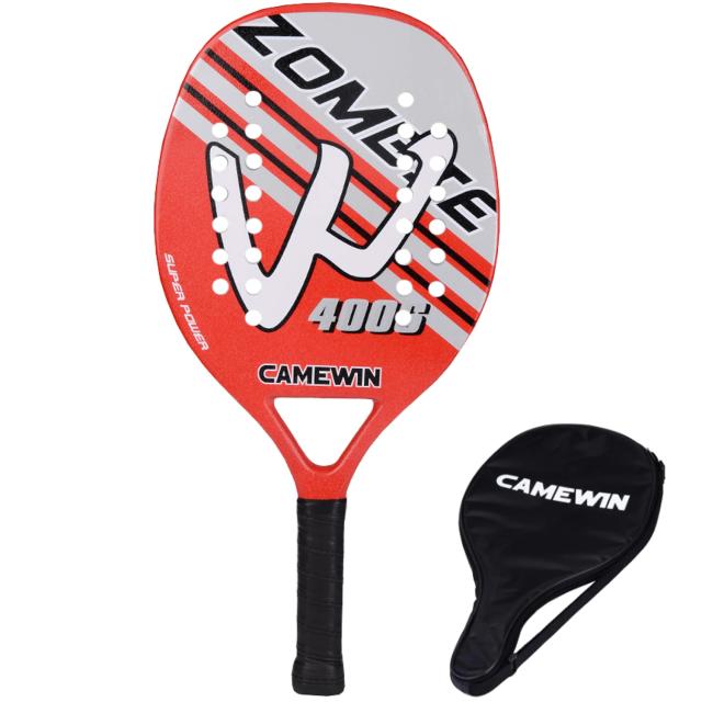 Raquete Profissional de Beach Tennis Camewin Original em Fibra de Carbono e Fibra de Vidro com Capa Protetora - Lançamento Leve e Durável