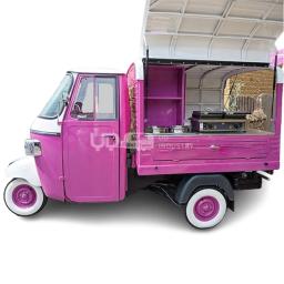 Caminhão de sorvete Piaggio para venda, Quiosque de cozinha móvel, Cachorro quente, Pizza, Food Cart, Snacks Coffee Van, Rosa, Novo Estilo - Image 6