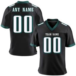Personalizado verde preto branco camisa de futebol americano personalizado impresso nome número uniforme da equipe fãs presente para adultos crianças - Image 3