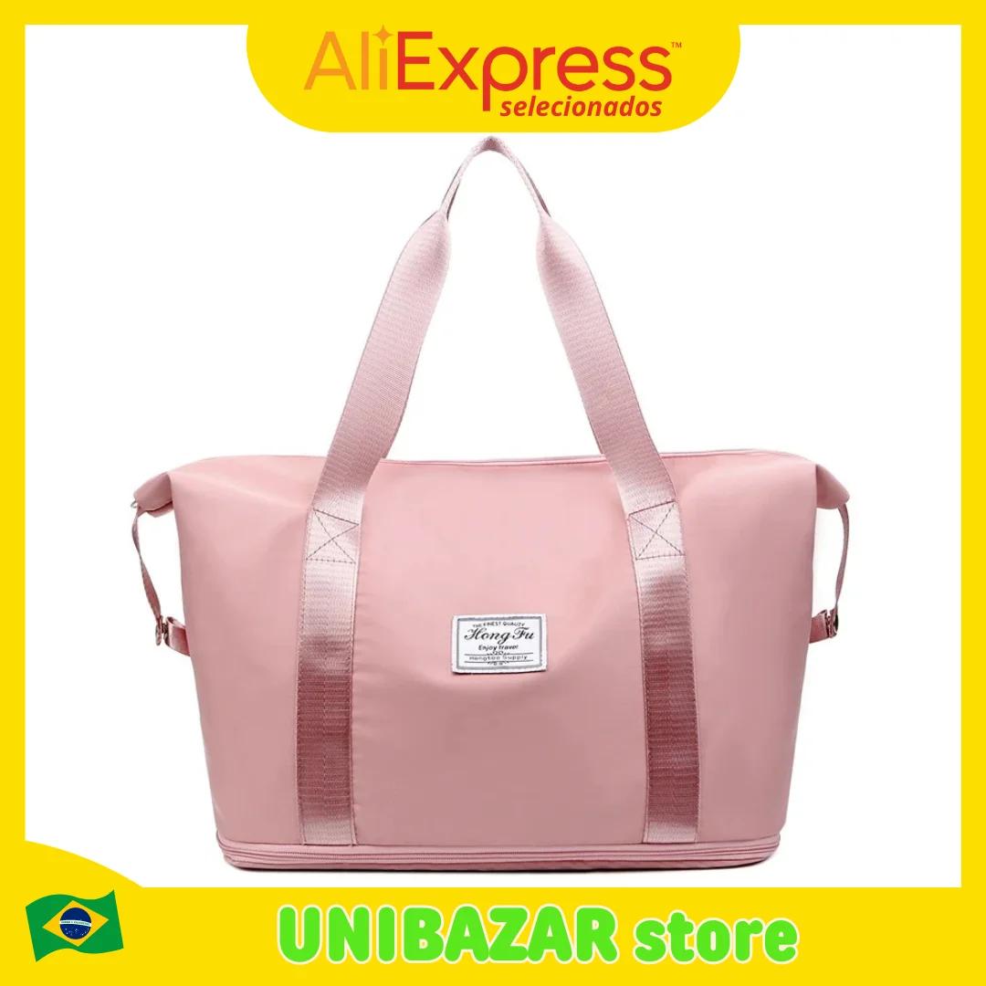 Impermeável Nylon Viagem Duffle Bag para Mulheres, Sacolas de Ginástica Esportiva, Grande Capacidade, Bolsa de Bagagem de Armaze - Image 1