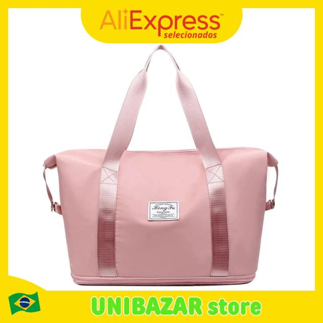 Bolsa Duffle Impermeável de Nylon para Mulheres - Grande Capacidade para Viagens e Atividades Esportivas