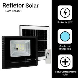 Refletor Solar Led Holofote 60w Placa Bateria Prova Dágua - Image 3