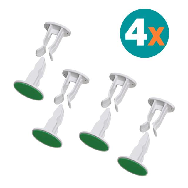 Kit com 4 Trava Porta Adesivas para Fixação na Parede e Rodapé