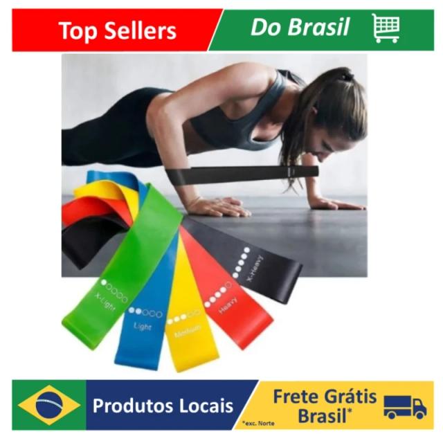 Kit de 5 Faixas Elásticas Thera Mini Band para Fisioterapia e Treinos de Crossfit