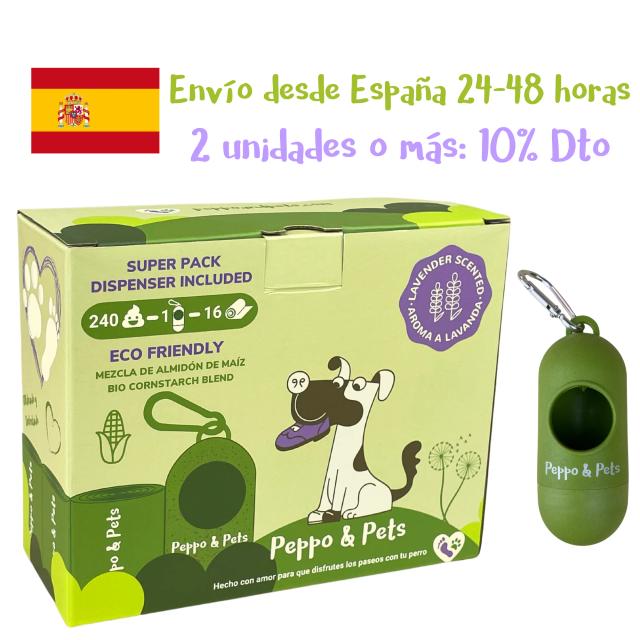 Sacos de Cocô de Cachorro Pepo com Aroma de Lavanda - Resistente e À Prova de Vazamento com Amido de Milho