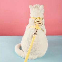 Conjunto de coleira e arnês de gato ajustável, abelha dos desenhos animados dupla camada, arnês para cães pequenos e médios, caminhada ao ar livre - Image 4