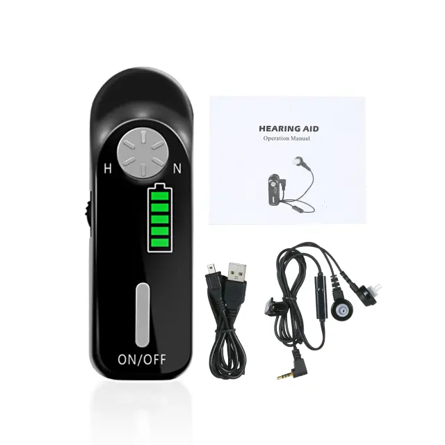 Aparelho Auditivo USB para Idosos com Clip: Amplificador de Som Super Potente para Perda Auditiva Severa
