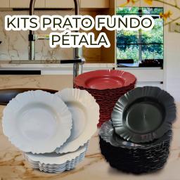 KIT 10 PRATOS PÉTALA FUNDO PLÁSTICO ANIVERSARIO JANTAR CHURRASCO familia - Image 1