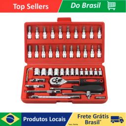 Kit De Ferramentas 46 Peças Chave Catraca Reversível Com Maleta Jogo de Soquete Para Manutenção E Reparo - Image 1