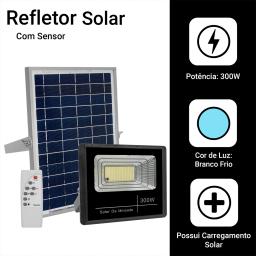 Refletor Solar Led Holofote 300w Placa Bateria Prova Dágua - Image 4