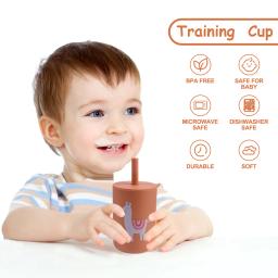 hu copo de treinamento de silicone para bebês, copo para crianças, copo para iniciantes, alimentação prática e aprendizagem, copo de bebida para crianças - Image 3