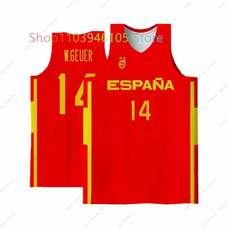 Camisas de basquete masculinas e femininas da Espanha, camisas de treinamento esportivo extragrandes, camisa sem mangas, tops de secagem rápida, fãs, crianças, novos - Image 1