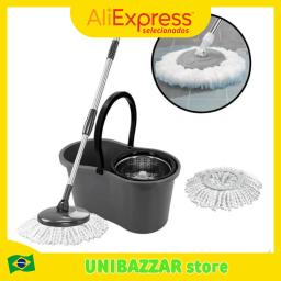 Balde Mop Esfregão Giratório 360 de Limpeza 12 Litros: Eficiência e Praticidade com Cesto Inox e Cabo de 1,10 Metros - Image 1