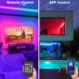 Fita LED com sincronização de música, Fita LED RGB 5050, Controle Bluetooth, Fita flexível, Decoração para festas, Luz de fundo para TV - Image 4